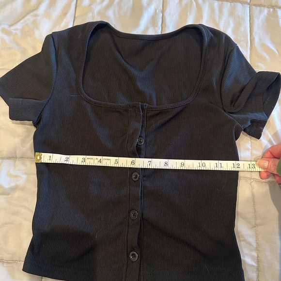 SHEIN Black Ribbed Button-Down Top - Picture 5 of 5